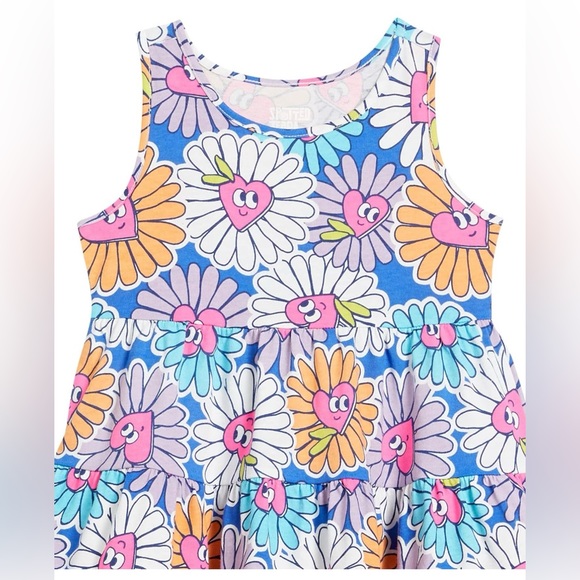 2 Pack Girls Sleeveless Tiered Dresses Medium - Picture 2 of 4